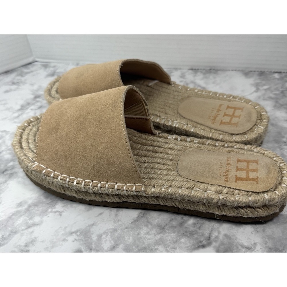 Haute Hippie Espadrille Tan Suede Leather Slides Woman's Size 8.5 - Picture 3 of 9